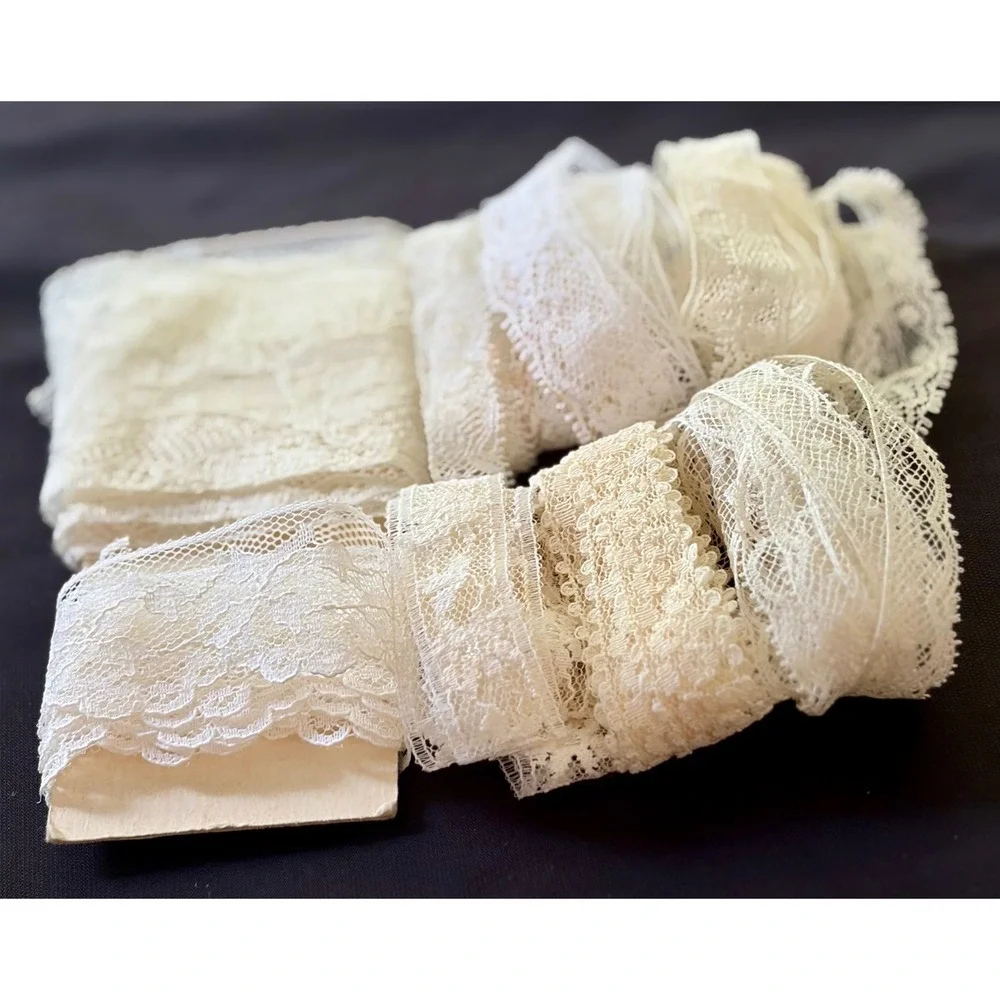 Antique Lace Trim Lot Mostly Fine Cotton Valenciennes Edging Heirloom Craft
